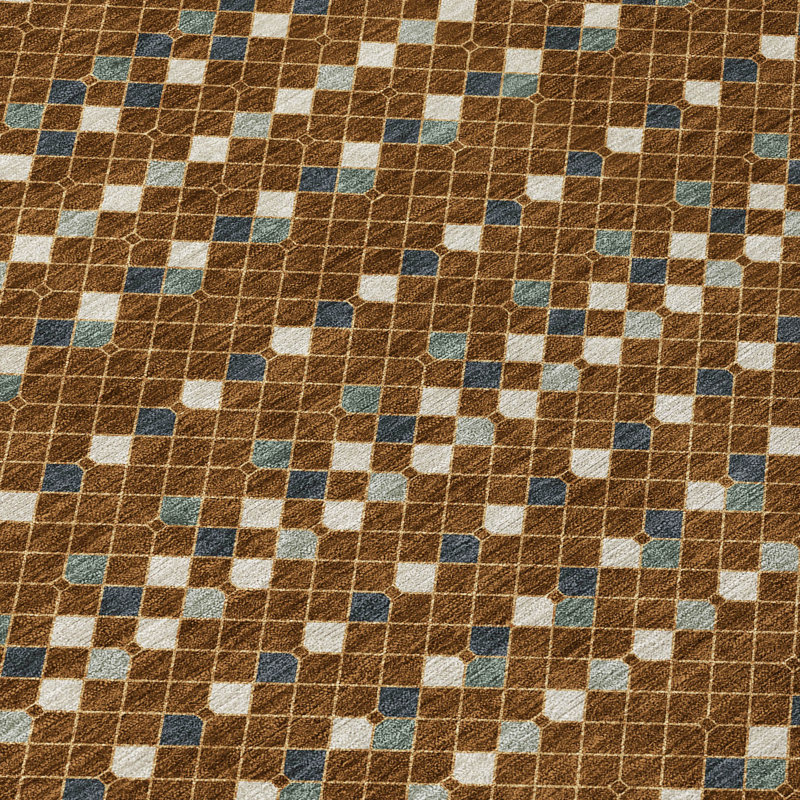 Red and Beige Striped Synthetic 10' x 14' Washable Rug