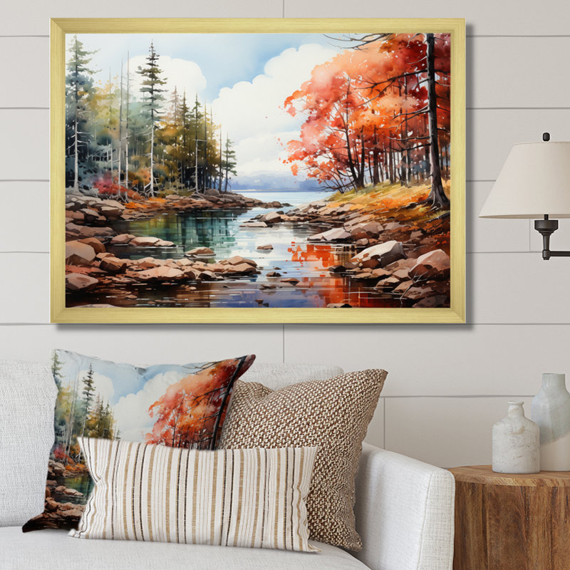 Forêt, parc national Acadia I - forêt, art mural sur toile, Cadre doré à une seule photo, H 30 po x l 40 po x P 1,5 po