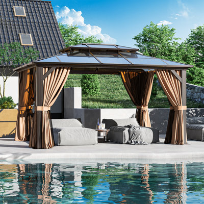  Pavillon de jardin permanent en métal 14 pi x 10 pi