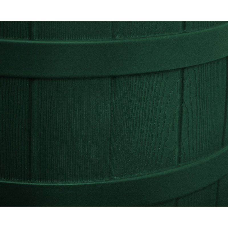 Good Ideas Rain Wizard Whiskey Style Rain Barrel with Overflow and Spigot, 28.25" H x 22" W x 21.5" D, Green