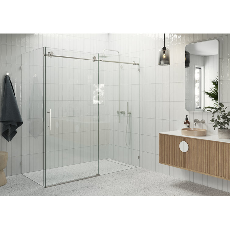 Nova 72 in. x 40 in. x 78 in. 90-degree Fully Frameless Sliding Glass Shower Enclosure