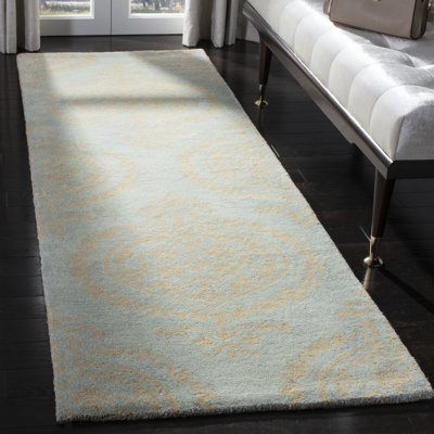 Tapis bleu poudre / beige en laine touffeté à la main Candelo