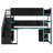 Aline Wooden Gaming Loft Bed with Storage Stairs, Desk, Shelves and Pegboard-126026093-126026090