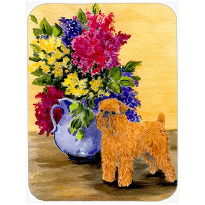 East Urban Home Brussels Griffon and Flowers Glass Cutting Board