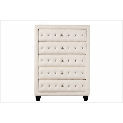 Commode capitonnée à 5 tiroirs Sophia