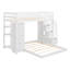 Lit superposé avec tablettes à 3 niveaux, tiroirs et escalier de rangement-1609690478