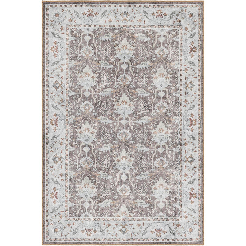 Traditional Guljan Area Rug Almond Brown Color, Rectangle 4'1" x 6'1"