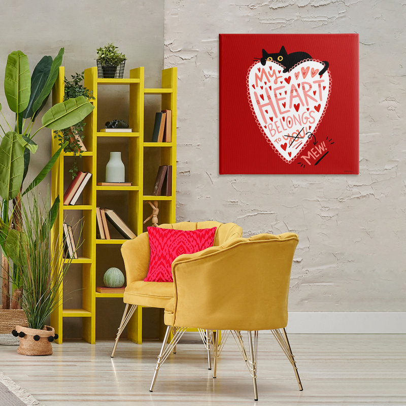 «Heart Belongs To Mew», art mural sur toile par Leeza Hernandez, H 30 po x l 30 po