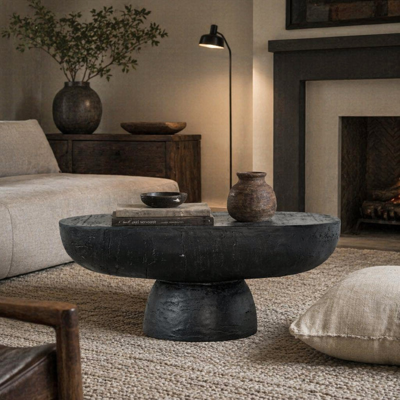 Table basse moderne moderne ovale organique, Noir