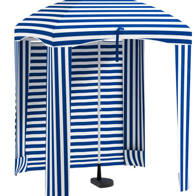 Parasol portatif avec construction stable - Rayures bleues et blanches, 5,9 pi x 5,9 pi, évents, sacs de sable, sac de transport 5,9 pi x 5,9 pi Protection solaire blanc, volant, transport