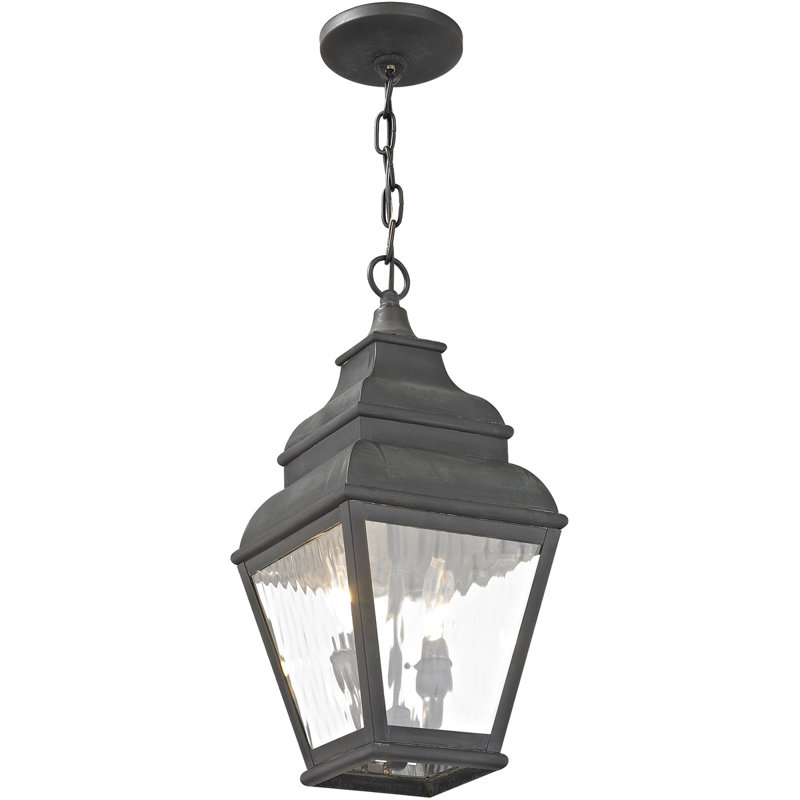 8 inch 2 Light Outdoor Chain Lantern Pendant Lighting Fixture, Bronze