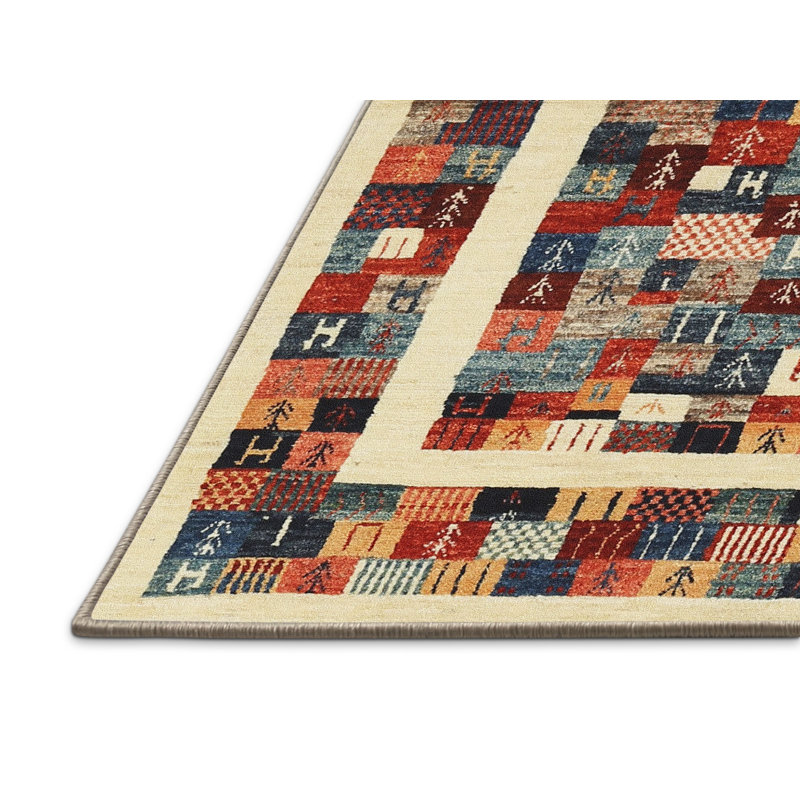 Tapis brun/rouge/beige contemporain Currahee, Rectangle 2 pi x 5 pi