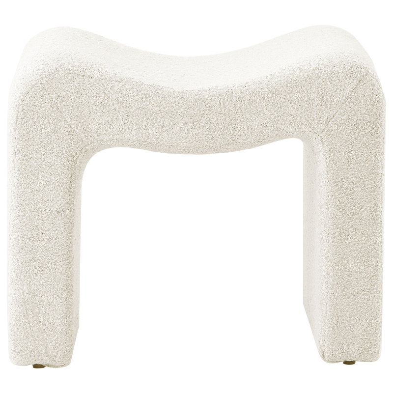 Catargiu Teddy Fleece Upholstered Ottoman, White