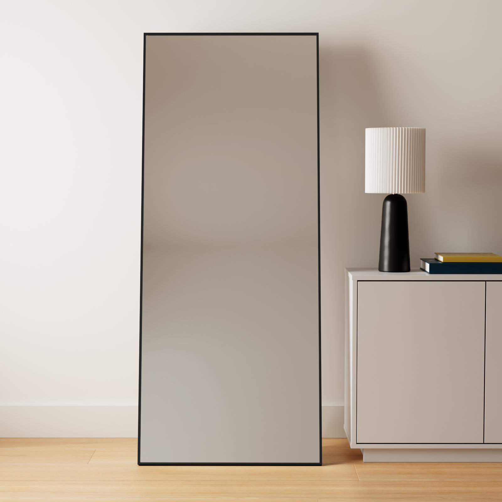 Sabine Metal Rectangle Floor Mirror, 72" x 30", Black