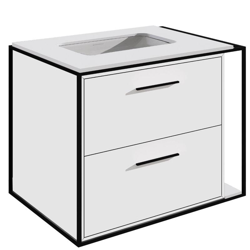 Linea 24" Vanity Base, Wall Mount, Matte Black, Matte White