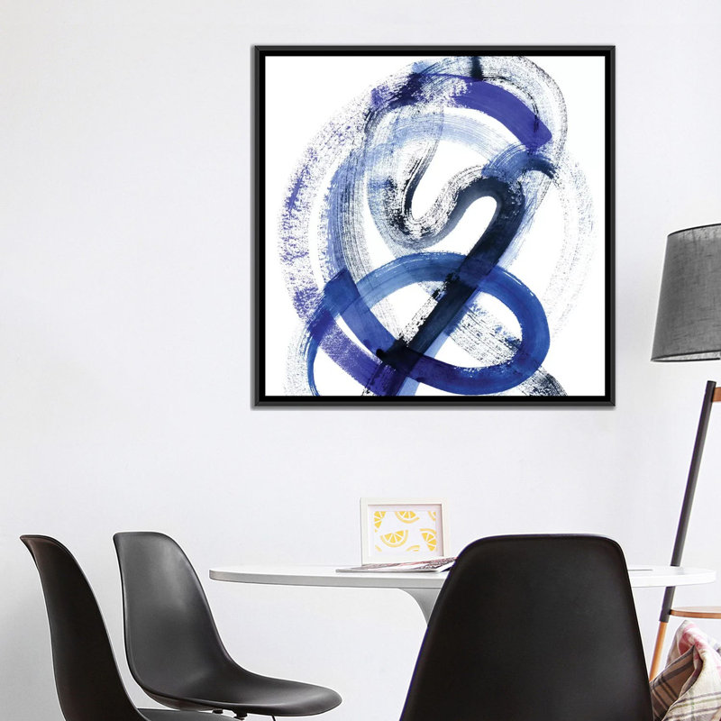 «Blue Kinesis III», impression sur toile, H 18 po x l 18 po x P 1,5 po, Toile avec cadre noir, Pas de tapis