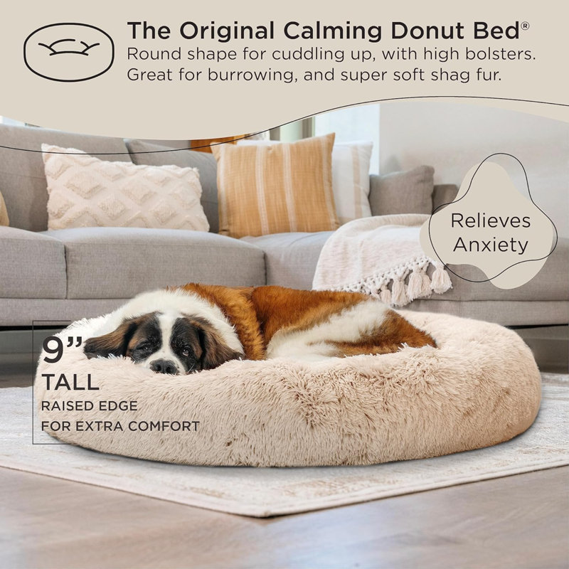 The Original Calming Shag Doughnut, Extra Extra Large (50" W x 50" D x 9" H), Chocolate