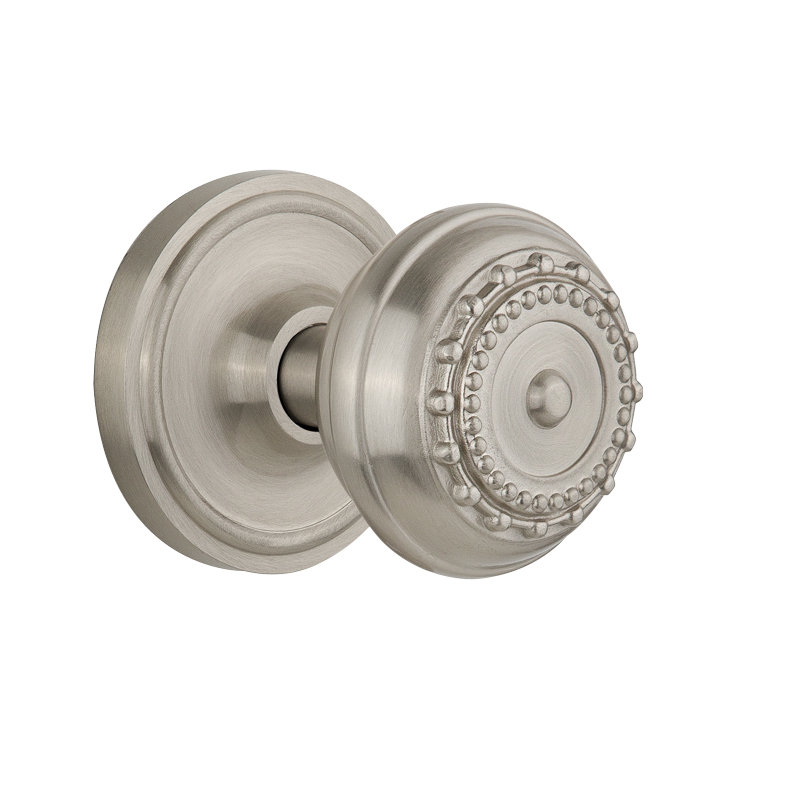 Classic Rosette with Meadows Door Knob, Satin Nickel, 2-3/8"