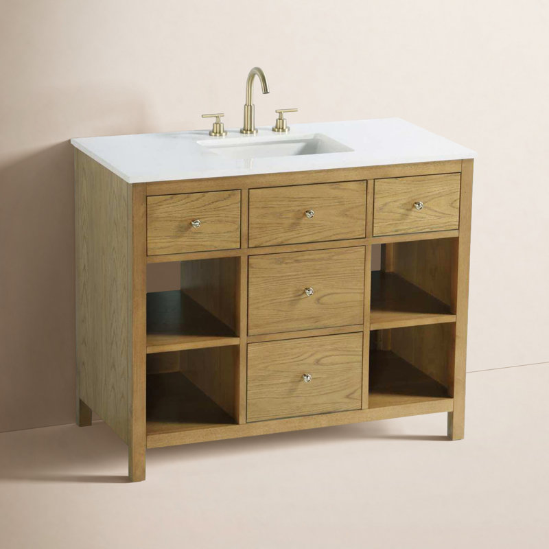 Meuble-lavabo simple Eris, Teck miel / or, 42"