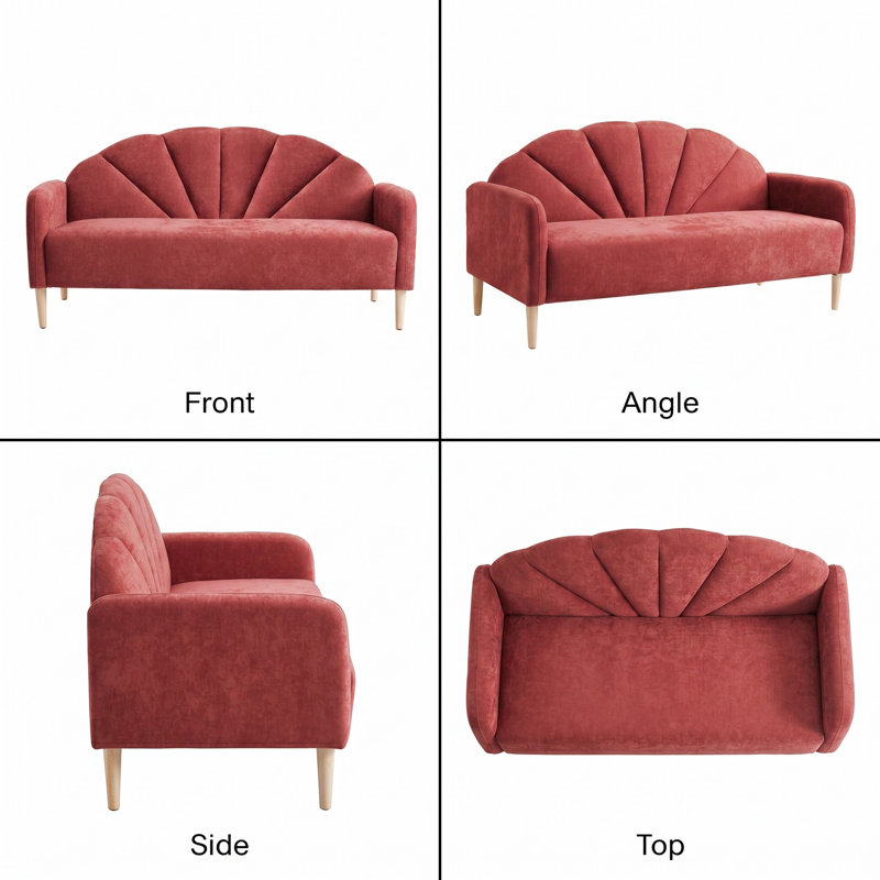 Billijo Solid and Manufactured Wood Standard Loveseat, 33.07" H x 64.37" W x 29.53" D, Red