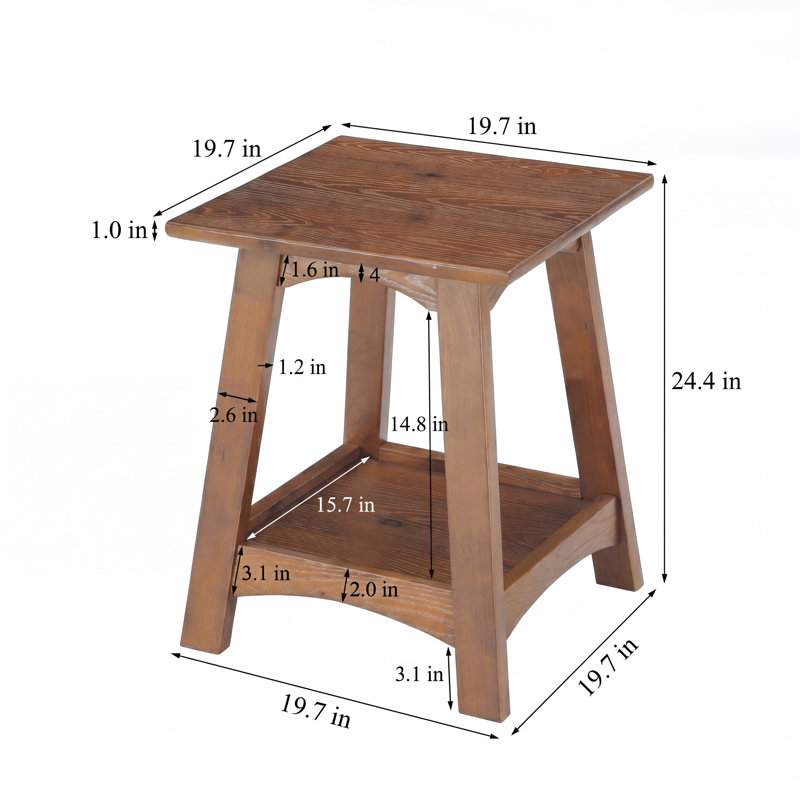 Table de bout avec rangement en bois massif (ensemble de 2), Set of 2