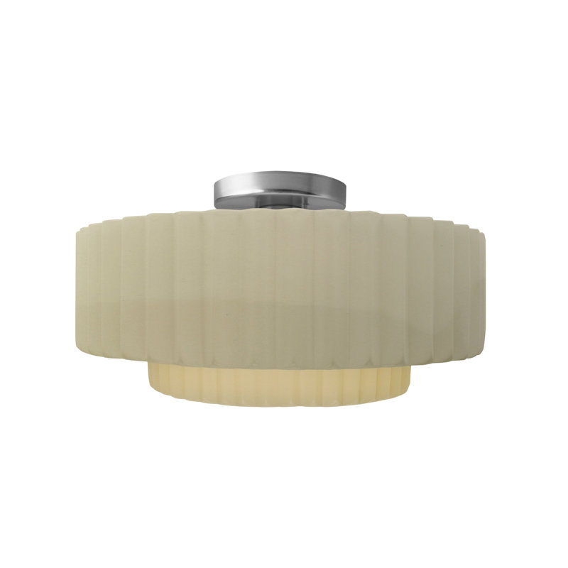 Plafonnier semi-encastré en céramique Radiance, H 7,25 po x l 14,5 po x P 14,5 po, Vanille lustrée, Nickel brossé