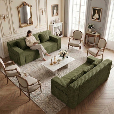 2PCS 71" Cloud Loveseat Sofa, Boneless Deep Seats for Living Room,space-efficient footprint for living rooms, apartments, bedrooms, and studios, No Assembly Required,green