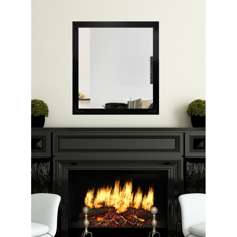 Heavner Flat Wall Mirror, Black, 35" H x 35" W