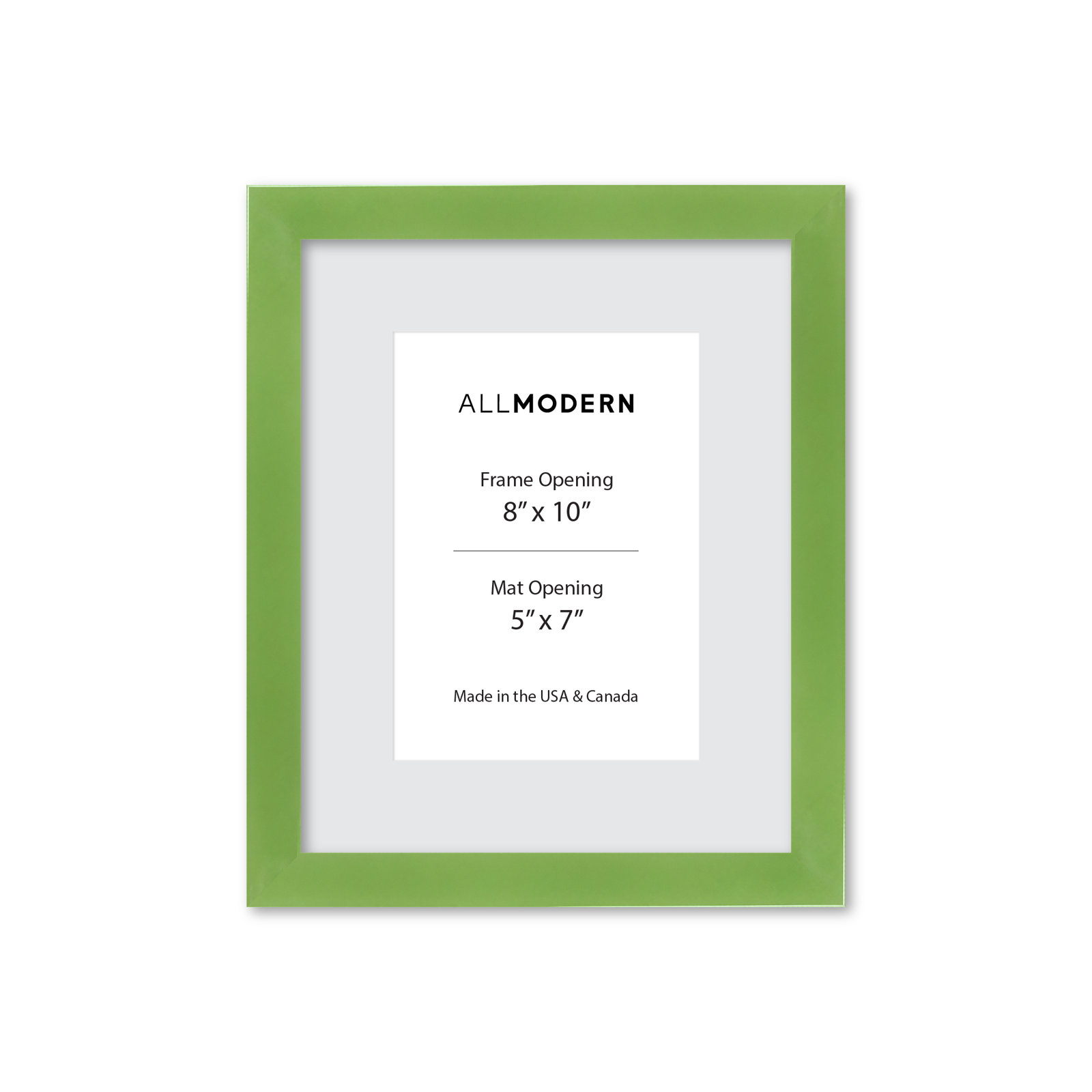 Willin Solid Wood Picture Frame with Mat, 9.75" W x 11.75" H, Fresh Lime