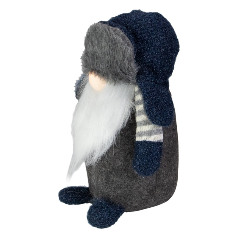 Figurine de Noël gnome debout à DEL - bleu et gris