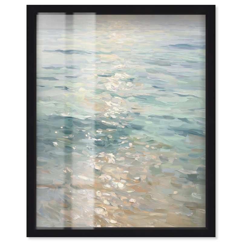 «Sea Sunset Coastal Decor Shadowbox» par Art Remedy, H 21 po x l 17 po, Noir