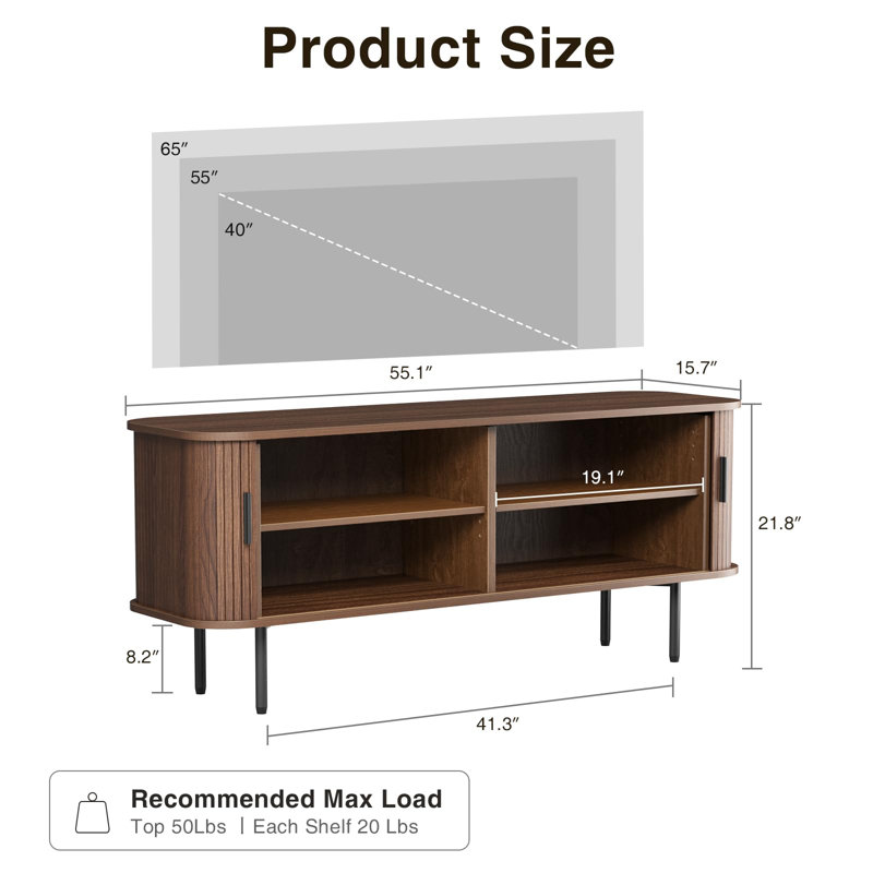 Lilikoi Sideboard, Walnut, 21.8" H x 55.1" W x 15.7" D
