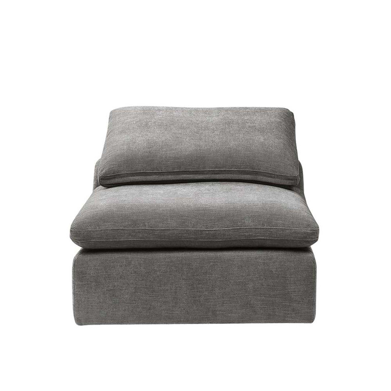 Fauteuil sans accoudoirs modulaire Naveen, lin gris, Gris ardoise