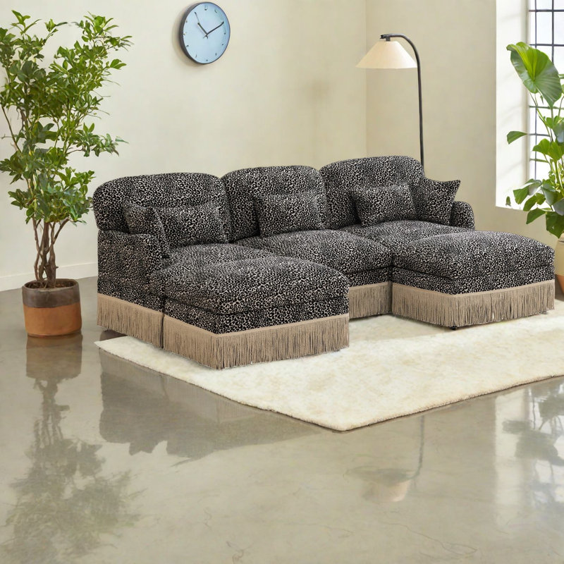 Canapé modulaire léopard confortable pour la maison 131,5 po en chenille