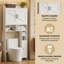 Armoire de rangement au-dessus de la toilette avec 2 portes de grange, support pour papier hygiénique, tablette de salle de bain autoportante, blanc, pour salle de bain
