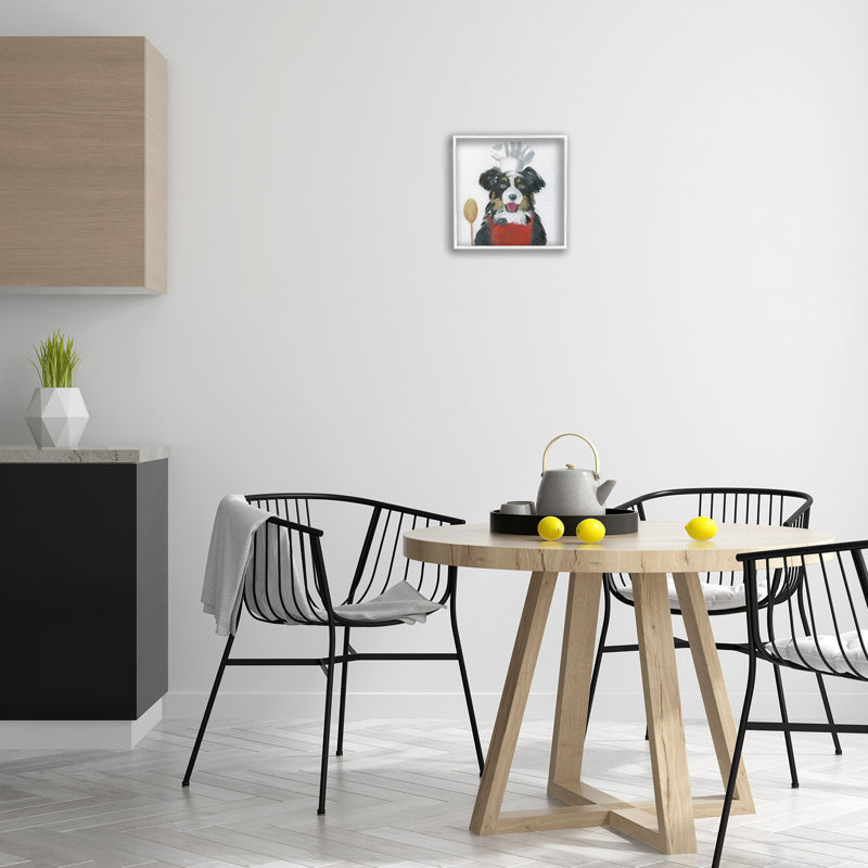 «Chef Dog », estampe numérique, conception de Sally Swatland, H 12 po x l 12 po, Estampe numérique encadrée blanc bord de mer