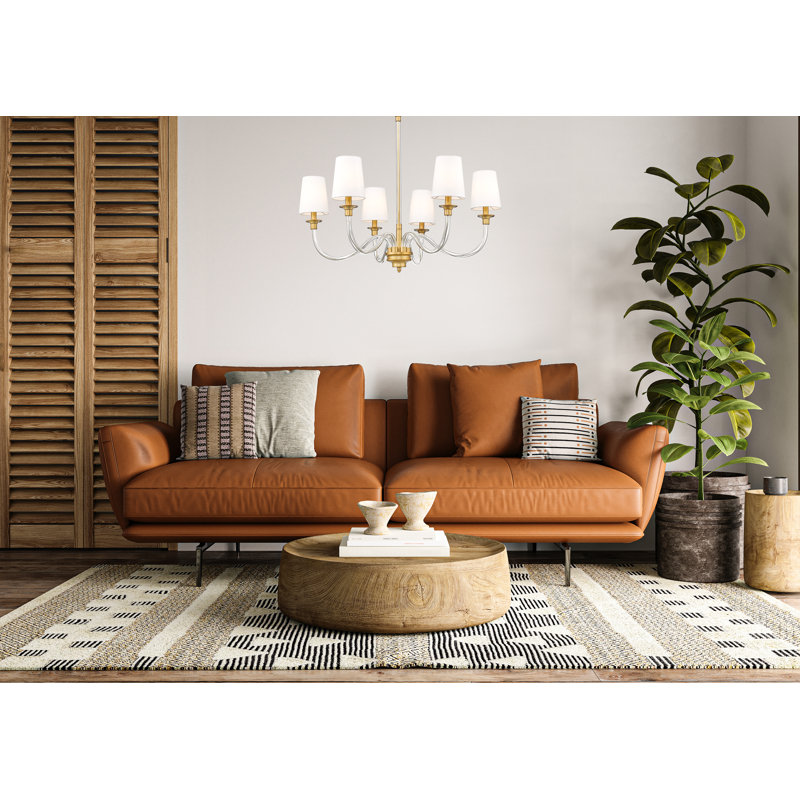 Lustre 6 lumières Adiyah en nickel brossé, Laiton