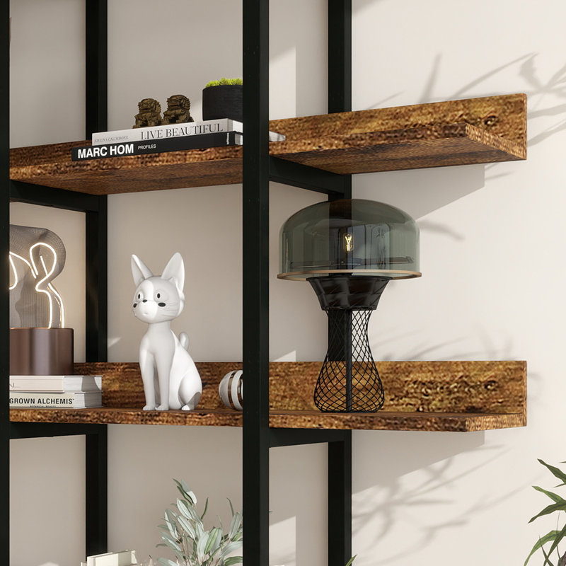 70.7"H*70.9"W 5-tier Wood Industrial Etagere Bookcase, Walnut