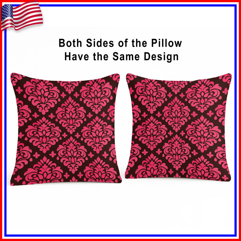 Pink Damask Pattern Double Sided Throw Pillows, 18 x 18 inches