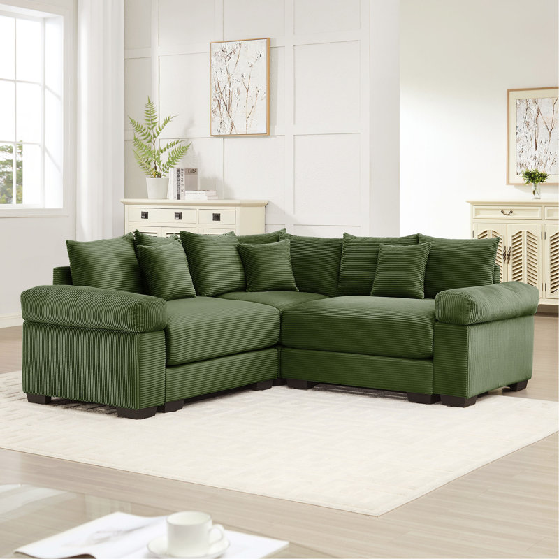 Canapé d'angle modulaire surdimensionné Cloud, canapés d'angle convertibles, assise profonde, accoudoirs extra-larges, 10 coussins décoratifs, tissu en velours côtelé de qualité supérieure, design ergonomique, montage facile