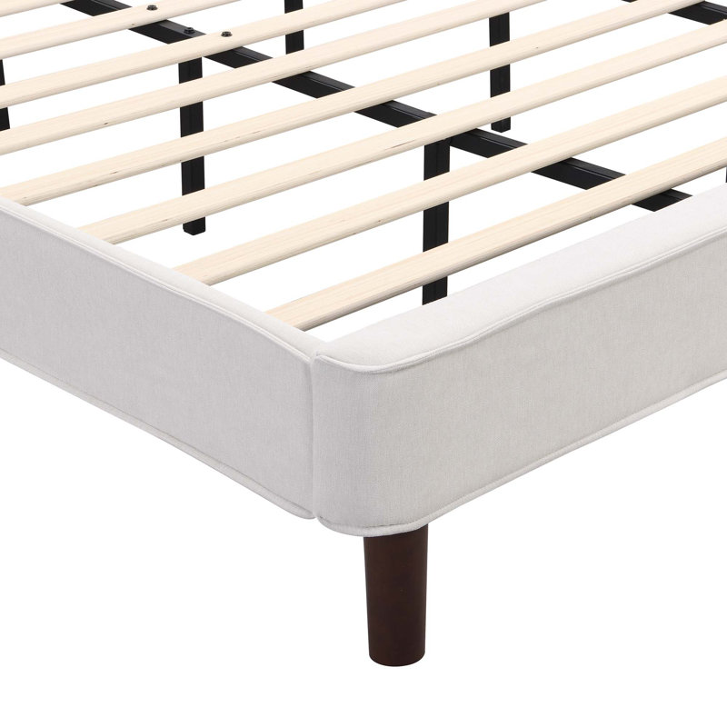 Bed Frame Upholstered Platform Bed with Wingback Headboard