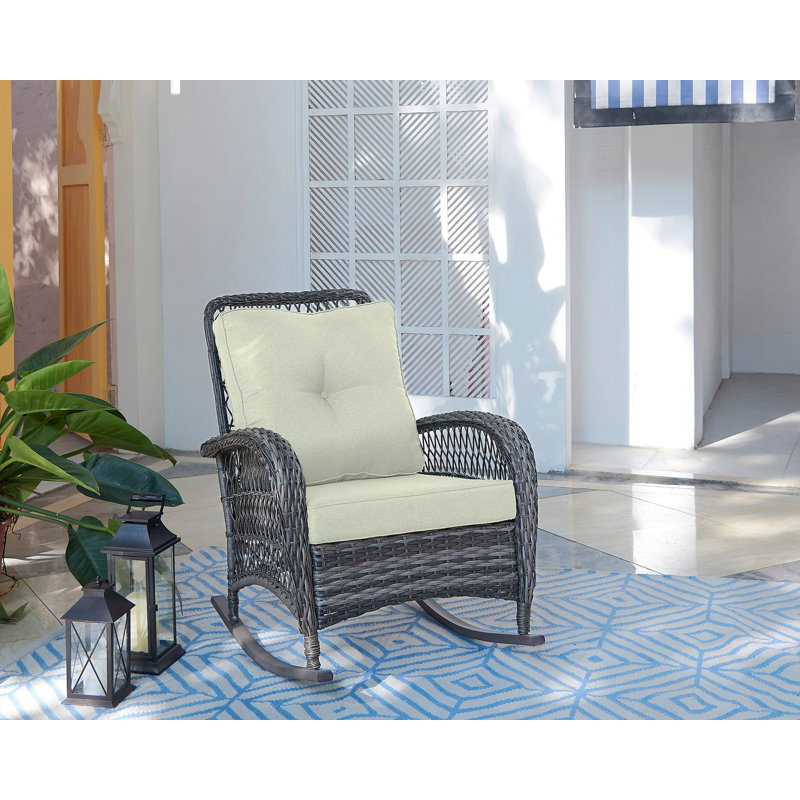 Chaise berçante rembourrée Fruttuo crème et noire, Noir/crème