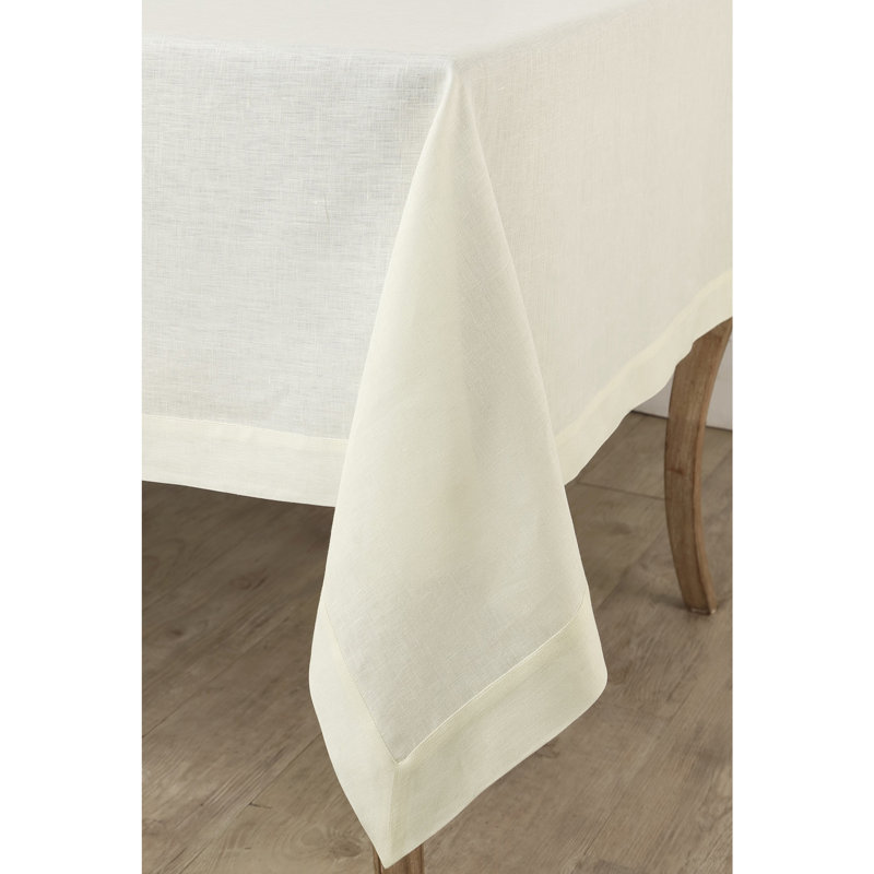 100% Pure Linen Tablecloth - Fete, Ivory, 90" L x 60" W