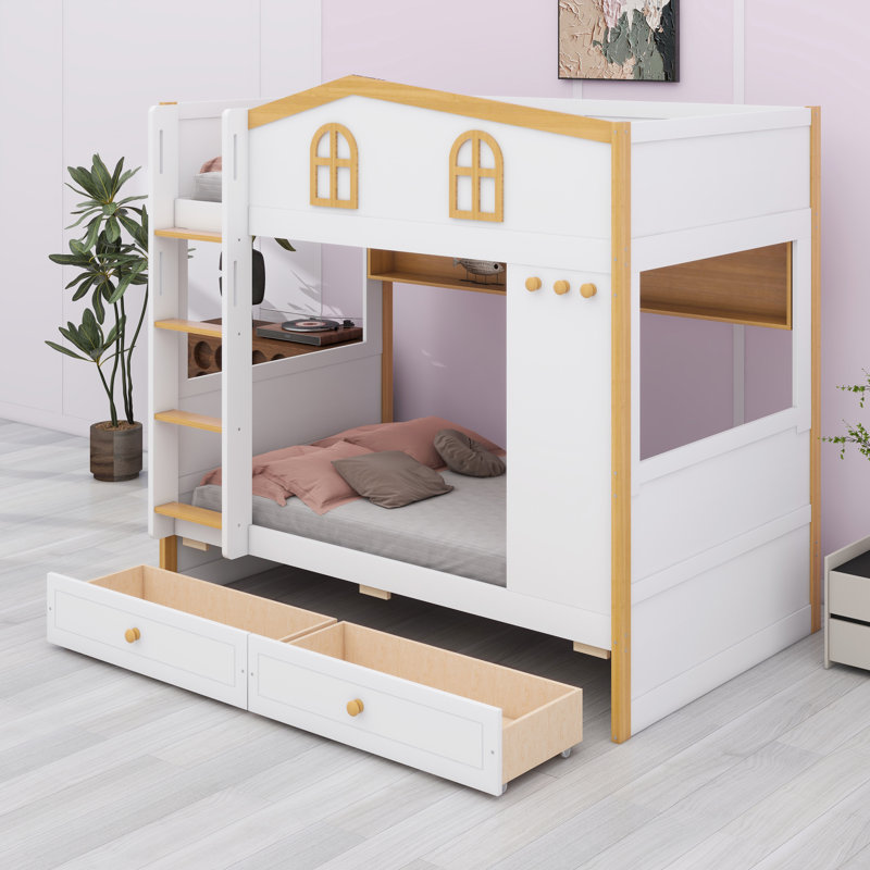Lit superposé Creative avec rails de sécurité maison et solutions de rangement complètes