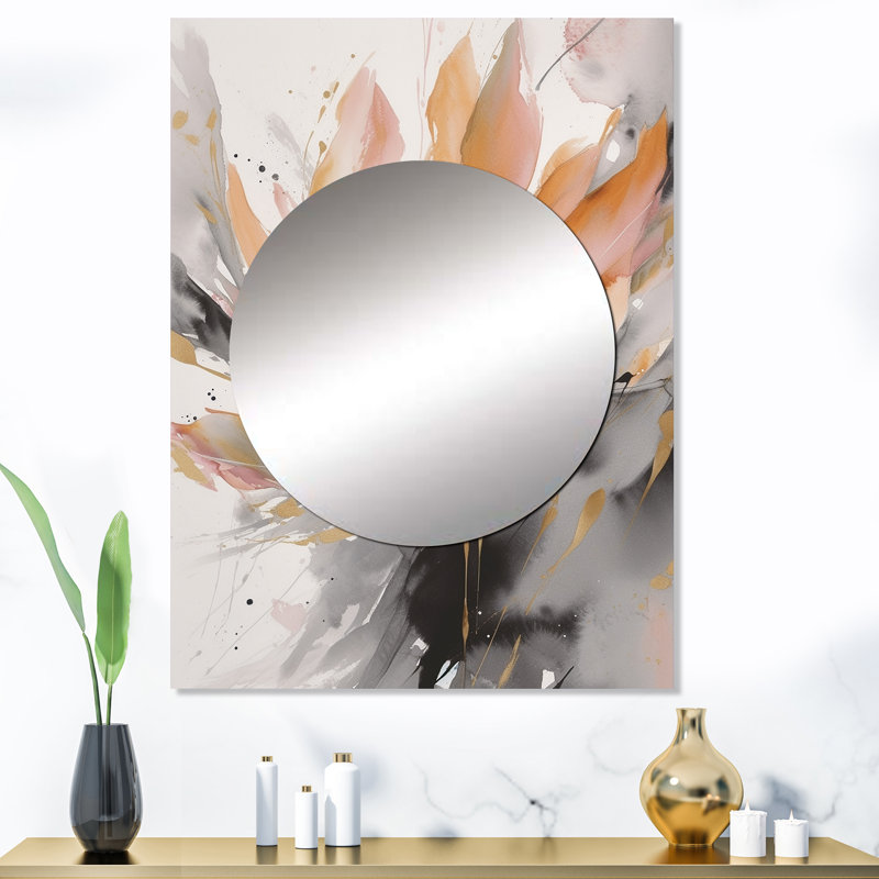 Abstrait de marbre hypnotisant orange et gris Garikoitz - miroir décoratif en marbre, miroir mural orange, impression d'art en métal