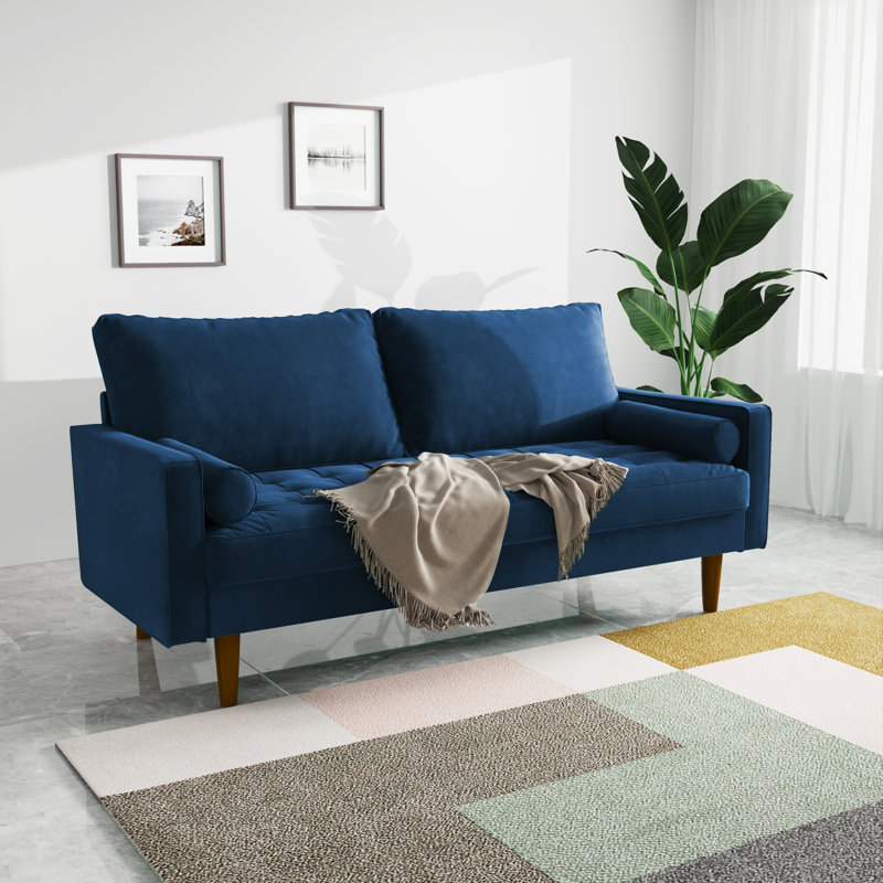 Mauck Modern Sofa,70 Inch Velvet Couch for Living Room,Spring Cushions,Solid Wood Frame,Easy Assembly for Small Spaces