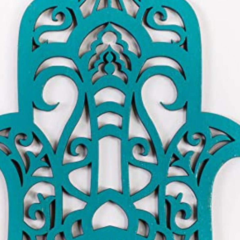Décoration murale formes géométriques en bois massif turquoise