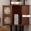 Armoire de coin en bois massif brun noyer + noir