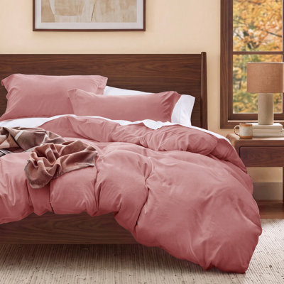 Bedsure Microfiber Duvet Cover Queen Size - Prewashed Cotton-Like Extra Soft Bedding Set (Set of 3)