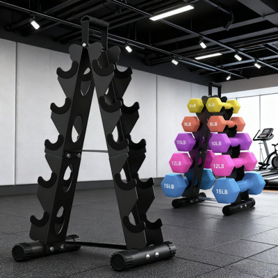 5 Tier Dumbbell Rack Stand Only, A-Frame Design Weight Rack With Handle, Weights Metal Strength Training Dumbbells Storage Rack For Home Gym Space Saver (Dumbells Not Included)